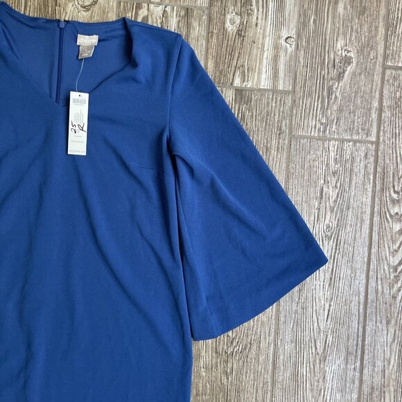 Chicos Dress‎ Blue Kimono Flounce Stretch Fairycore Goddess Flowing Tight Fitted - Picture 2 of 9